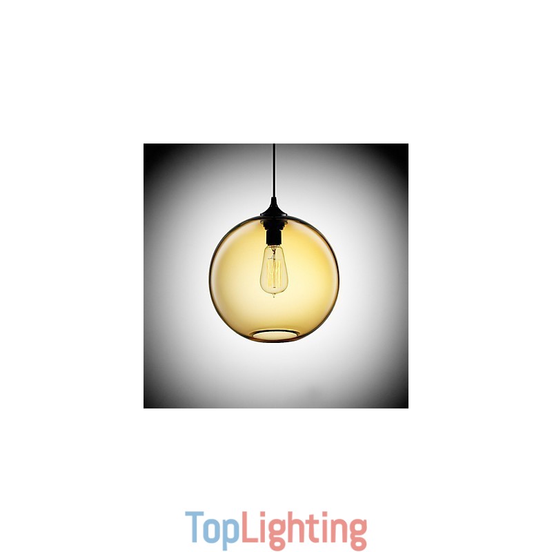 Modern Glass Pendant Light in Round Brown Bubble Design