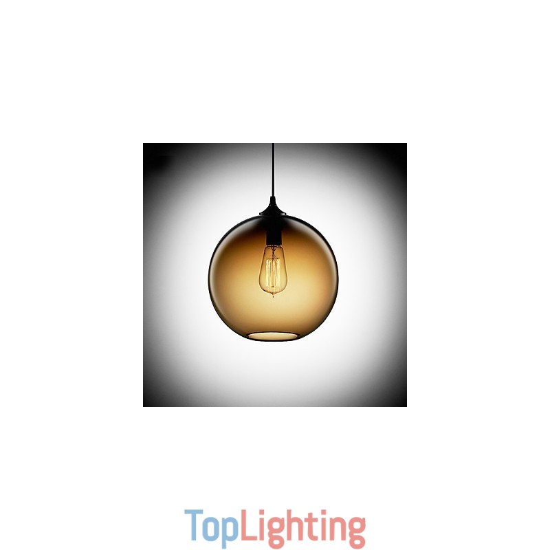 Modern Glass Pendant Light in Round Brown Bubble Design