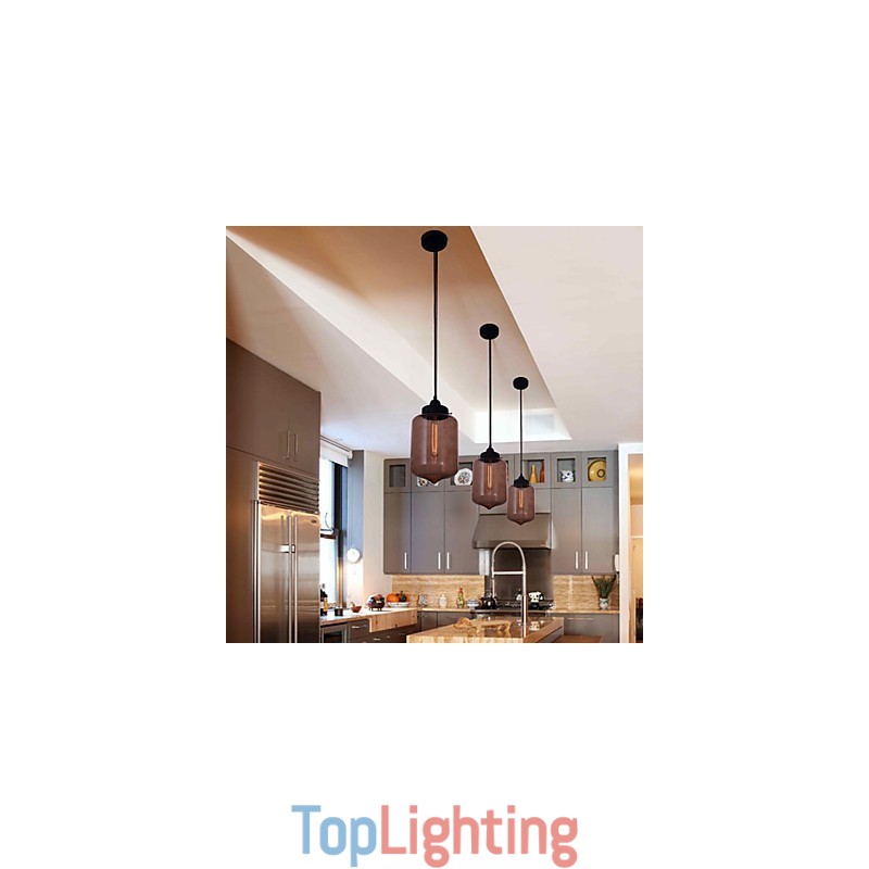 70W Modern Glass Pendant Light in Transparent Bottle Design