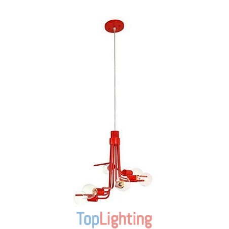 North American Style Characteristic 6 Light Pendant In Red North American Style Characteristic 6 Light Pendant In Red