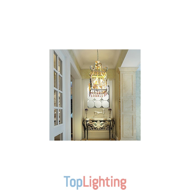 Rural of Europe Type Droplight American Country Rectangular Shell Lamp Porch Lamp