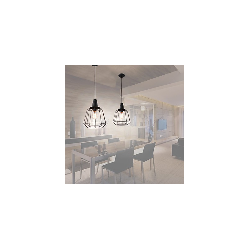 Rustic Lodge Retro Country Mini Style Painting Metal Pendant Light Garage