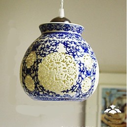 Retro Ceramic lamp lamp Stairs Blue Single Head Chandelier Creative