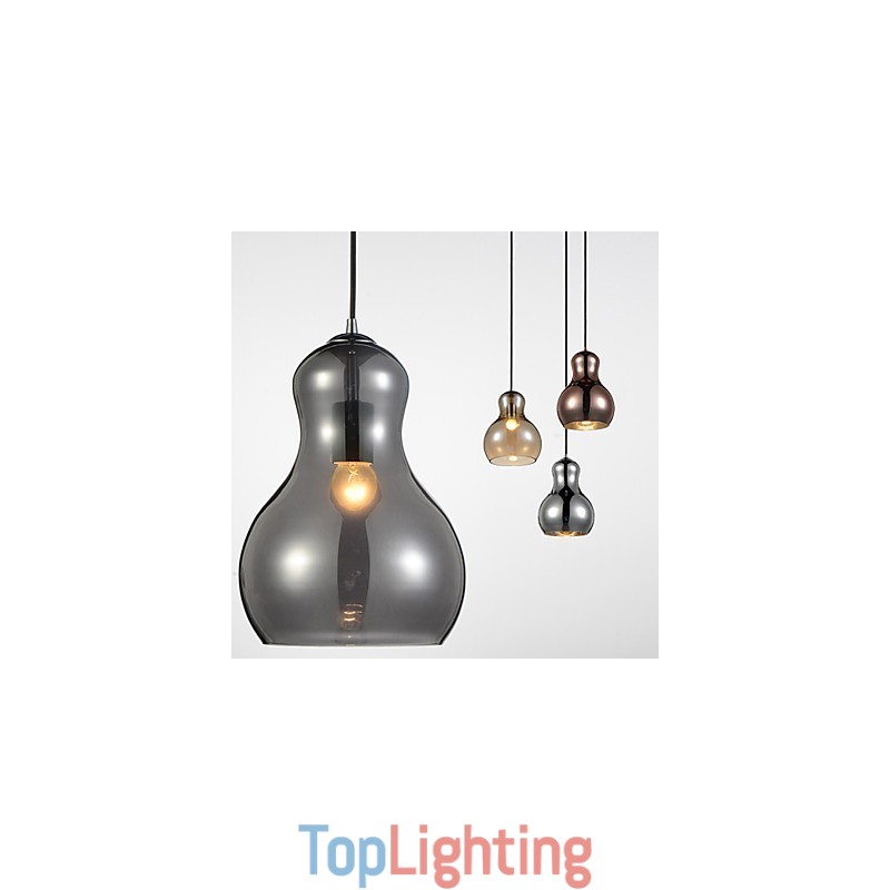 Gourd shaped Pendant Lamp 1 Light Modern Simplicity Golden Chrome Rose Gold Amber Smoky Gray Glass &Carbon Steel