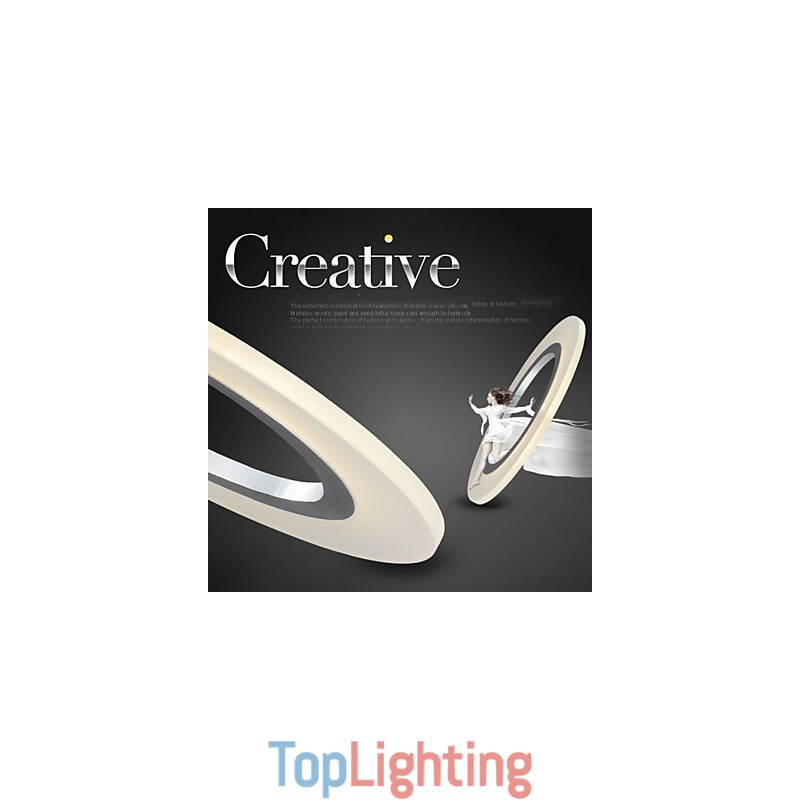 Pendant Light Round Ceiling Chandelier Milky Acrylic Ceiling Lamps with Single Ring