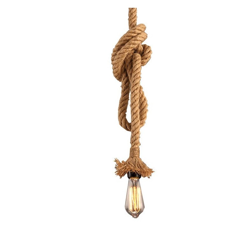 1 Light DIY Art Hemp Rope Light Creative Hemp Rope Chandelier Long 100cm Send 1 Bulb