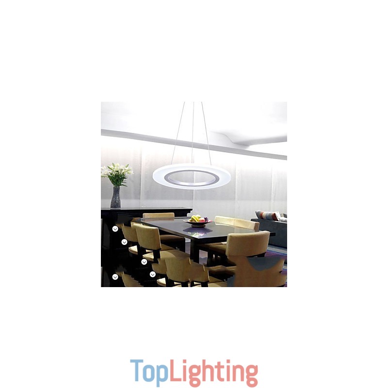 Pendant Light Round Ceiling Chandelier Milky Acrylic Ceiling Lamps with Single Ring