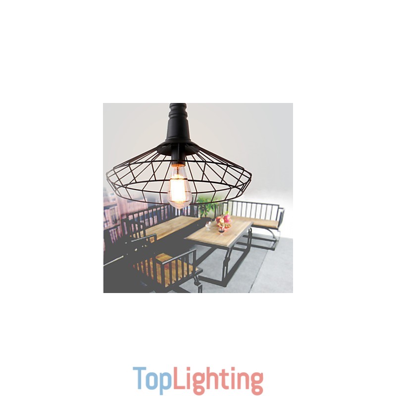 Rustic Lodge Retro Country Mini Style Painting Metal Pendant Light Garage