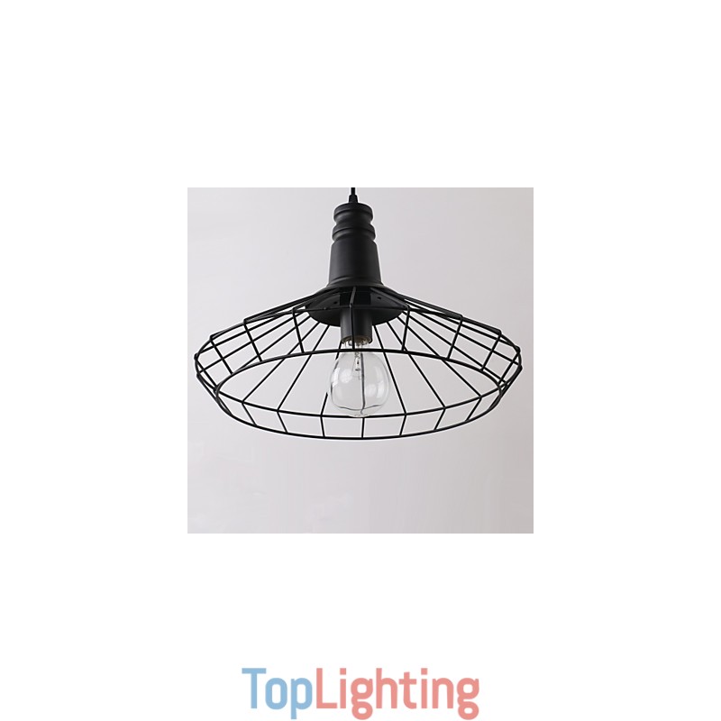 Rustic Lodge Retro Country Mini Style Painting Metal Pendant Light Garage