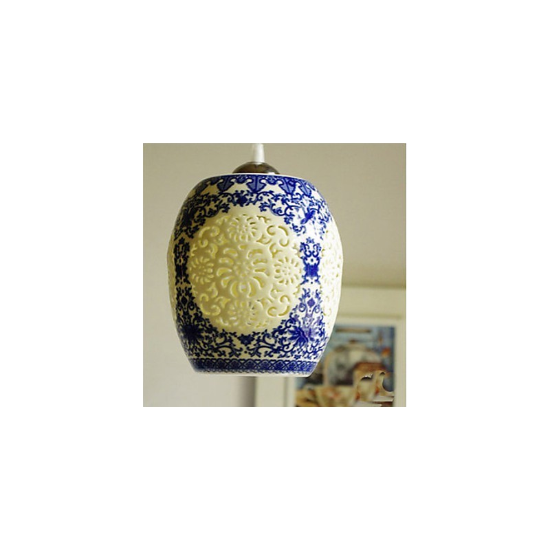 Retro Ceramic lamp lamp Stairs Blue Single Head Chandelier Creative