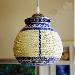 Retro Ceramic lamp lamp Stairs Blue Single Head Chandelier Creative