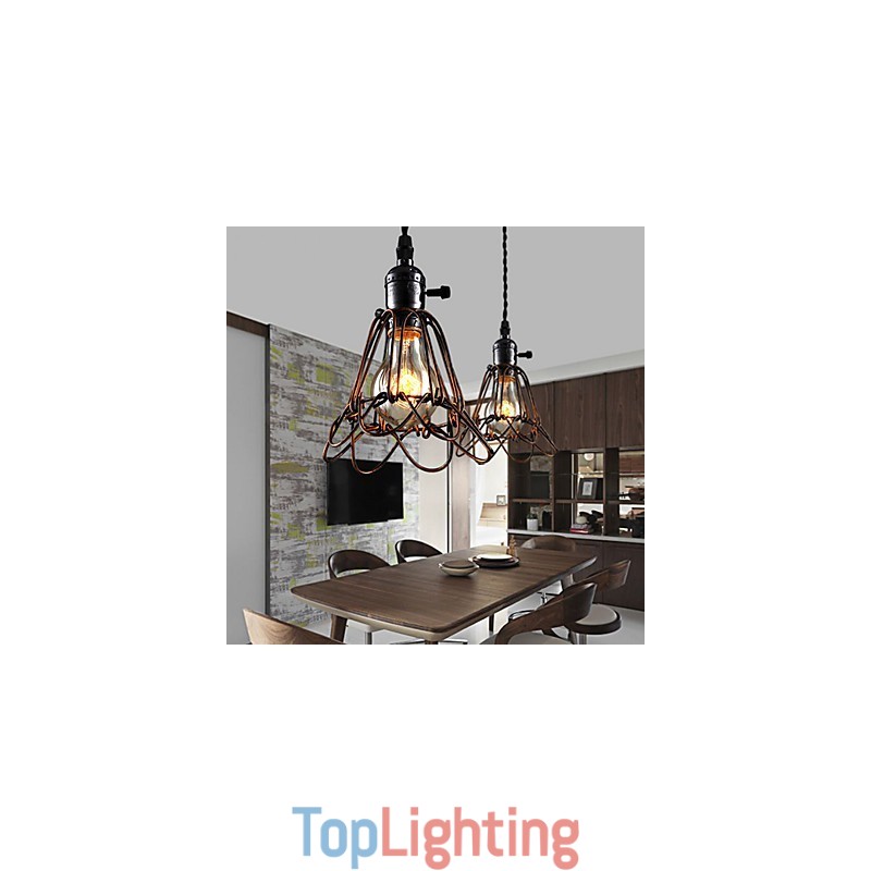 American Country Industrial Wind Lamp Retro Small Chandelier Iron Cage