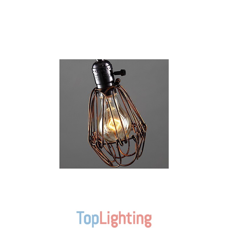 American Country Industrial Wind Lamp Retro Small Chandelier Iron Cage