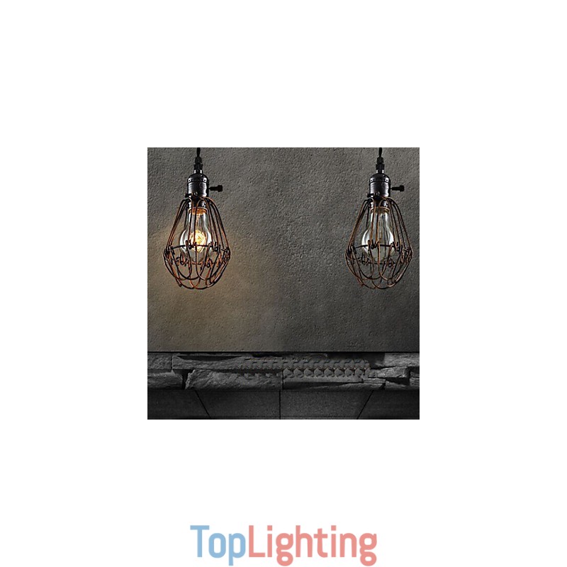 American Country Industrial Wind Lamp Retro Small Chandelier Iron Cage