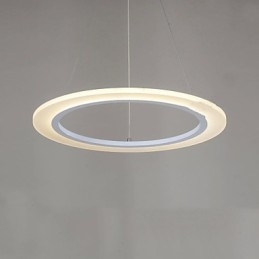 Pendant Light Round Ceiling Chandelier Milky Acrylic Ceiling Lamps with Single Ring