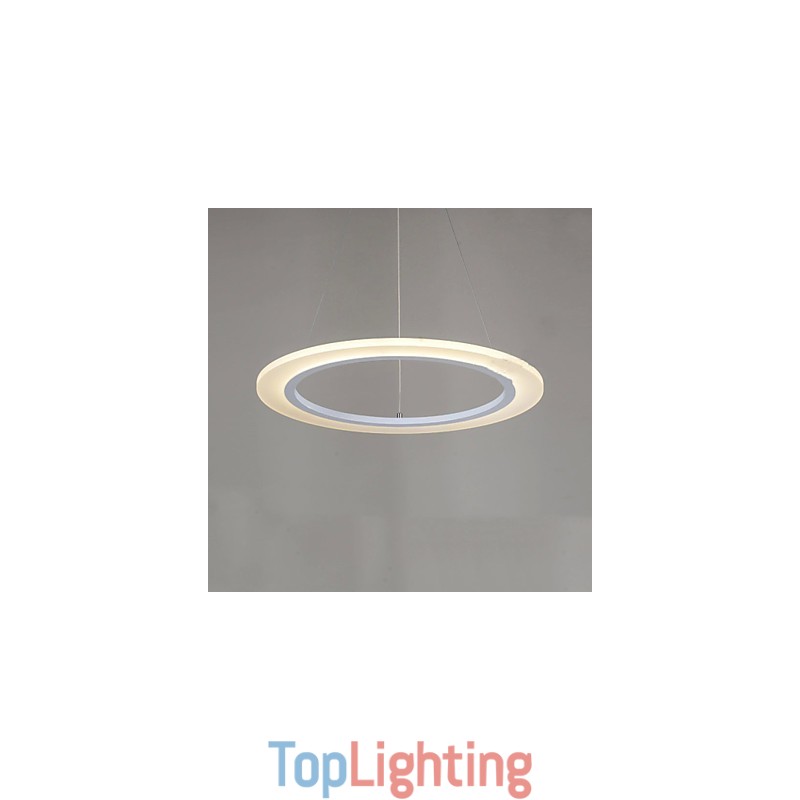 Pendant Light Round Ceiling Chandelier Milky Acrylic Ceiling Lamps with Single Ring