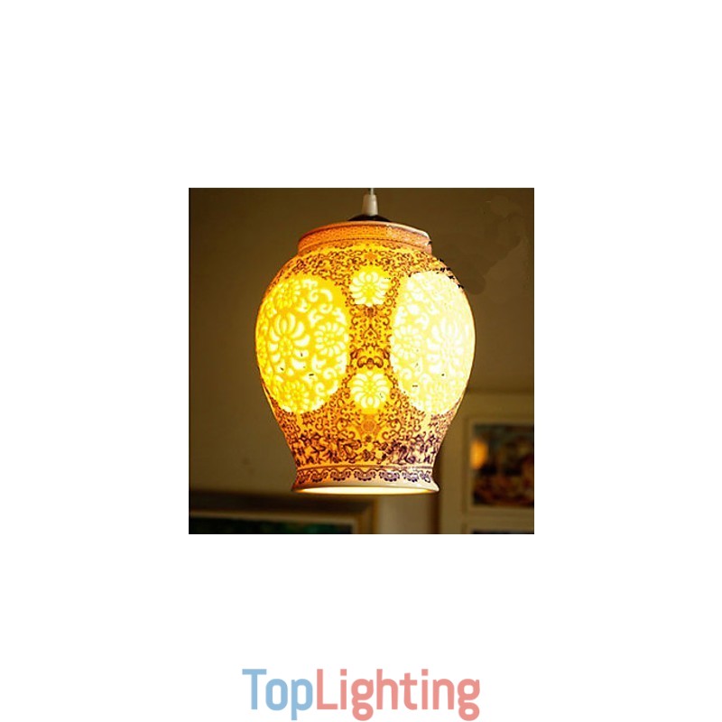 Retro Ceramic lamp lamp Stairs Blue Single Head Chandelier Creative