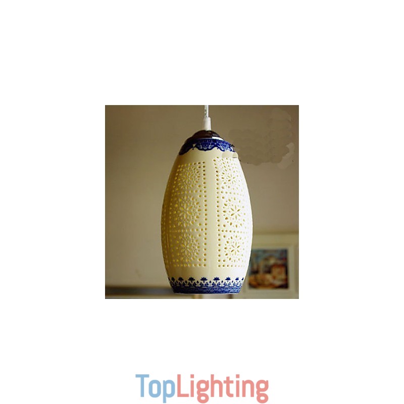 Retro Ceramic lamp lamp Stairs Blue Single Head Chandelier Creative