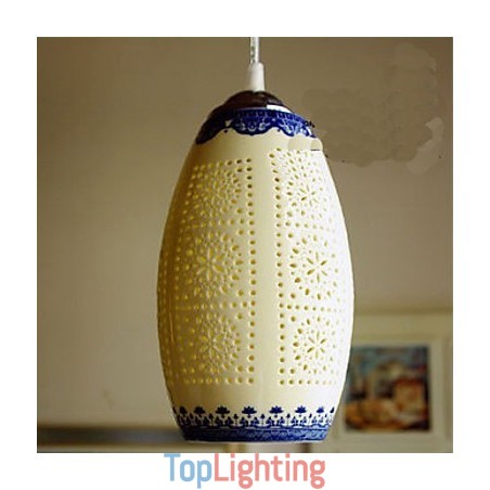 Retro Ceramic lamp lamp Stairs Blue Single Head Chandelier Creative