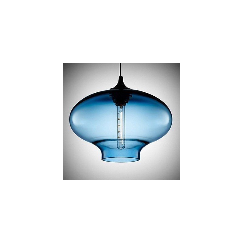 1 Light Modern Glass White and Blue Transparent Pendant Light