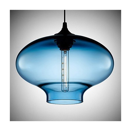 1 Light Modern Glass White and Blue Transparent Pendant Light 1 Light Modern Glass White and Blue Transparent Pendant Light