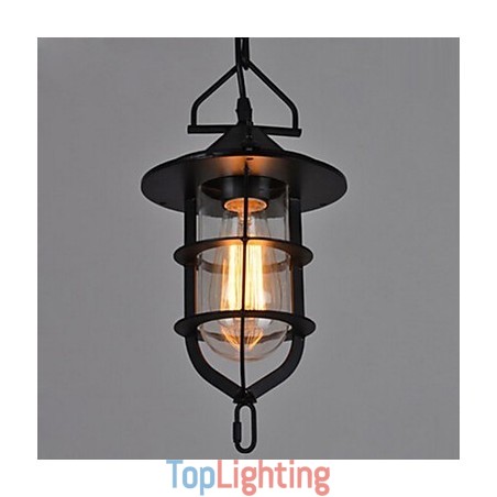 Medium Vintage Black Cage Shape Glass And Metal Cover Pendant Light Medium Vintage Black Cage Shape Glass And Metal Cover Pendant Light
