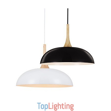 Mini Artistic Pendant Lamp 1 Light Modern Simplicity Black White Finish Aluminum & Wooden Droplight