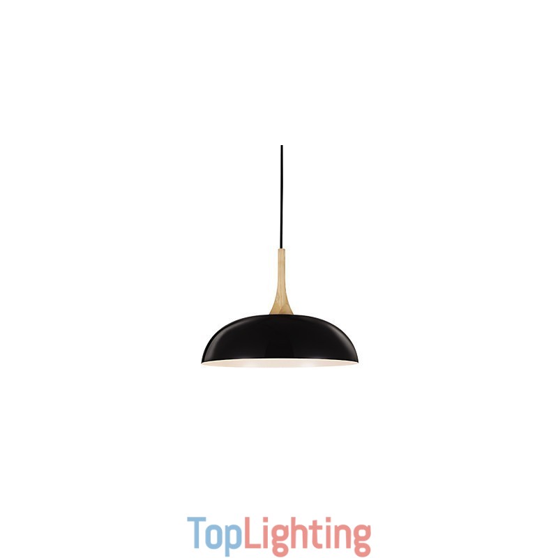Mini Artistic Pendant Lamp 1 Light Modern Simplicity Black White Finish Aluminum & Wooden Droplight
