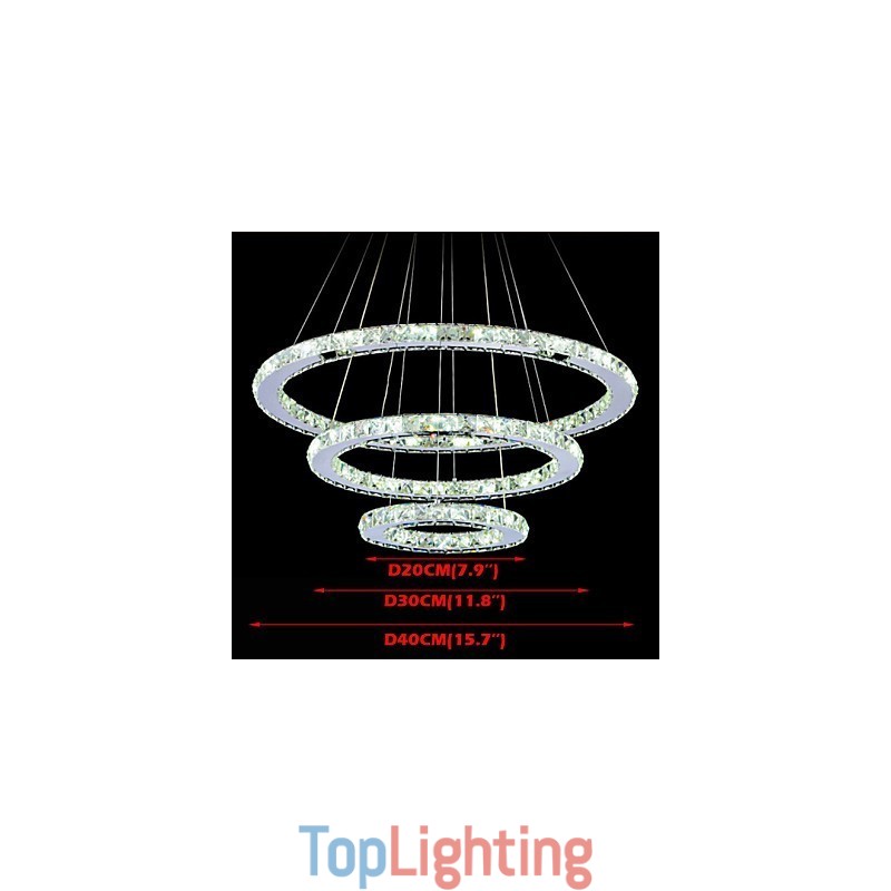 Dimmable Crystal Pendant Light Modern Circular Chandelier Lighting Lamps Cool White Round Ceiling Lights Fixtures with Remote Control