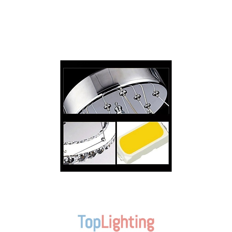 Dimmable Crystal Pendant Light Modern Circular Chandelier Lighting Lamps Cool White Round Ceiling Lights Fixtures with Remote Control