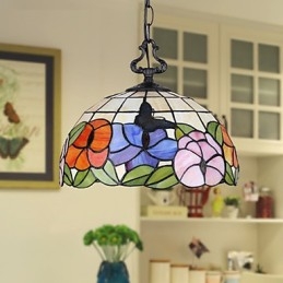 30*28CM 5 10㎡European Rural Creative Arts Stained Glass Chandelier Restoring Ancient Ways Lamp Light