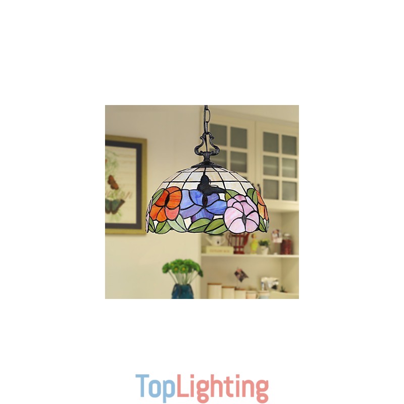 30*28CM 5 10㎡European Rural Creative Arts Stained Glass Chandelier Restoring Ancient Ways Lamp Light