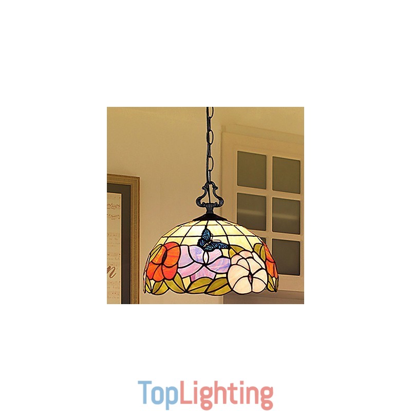 30*28CM 5 10㎡European Rural Creative Arts Stained Glass Chandelier Restoring Ancient Ways Lamp Light