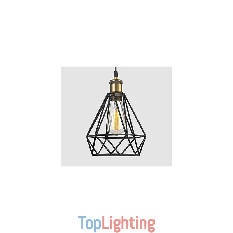 Industrial Wire CAGE PENDANT LIGHT Cafe Loft Warehouse Lighting Black Cord
