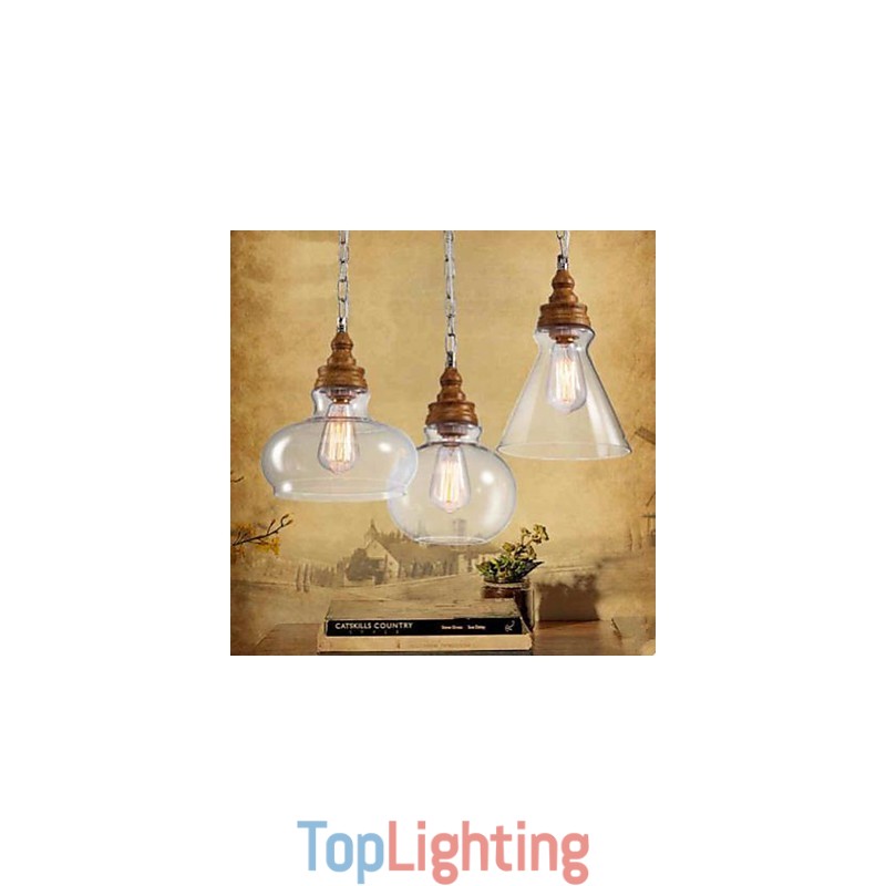 Wood Grain Crystal Droplight Cafe Lighting Lamps And Lanterns