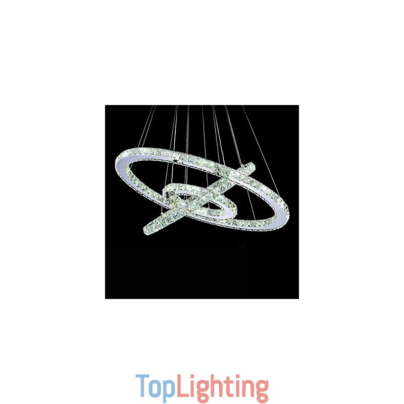 Dimmable Crystal Pendant Light Modern Circular Chandelier Lighting Lamps Cool White Round Ceiling Lights Fixtures with Remote Control