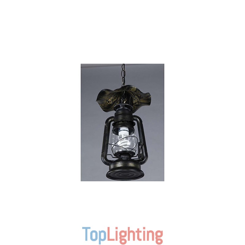 Vintage Brass Lantern Pendant Light with 1 Light