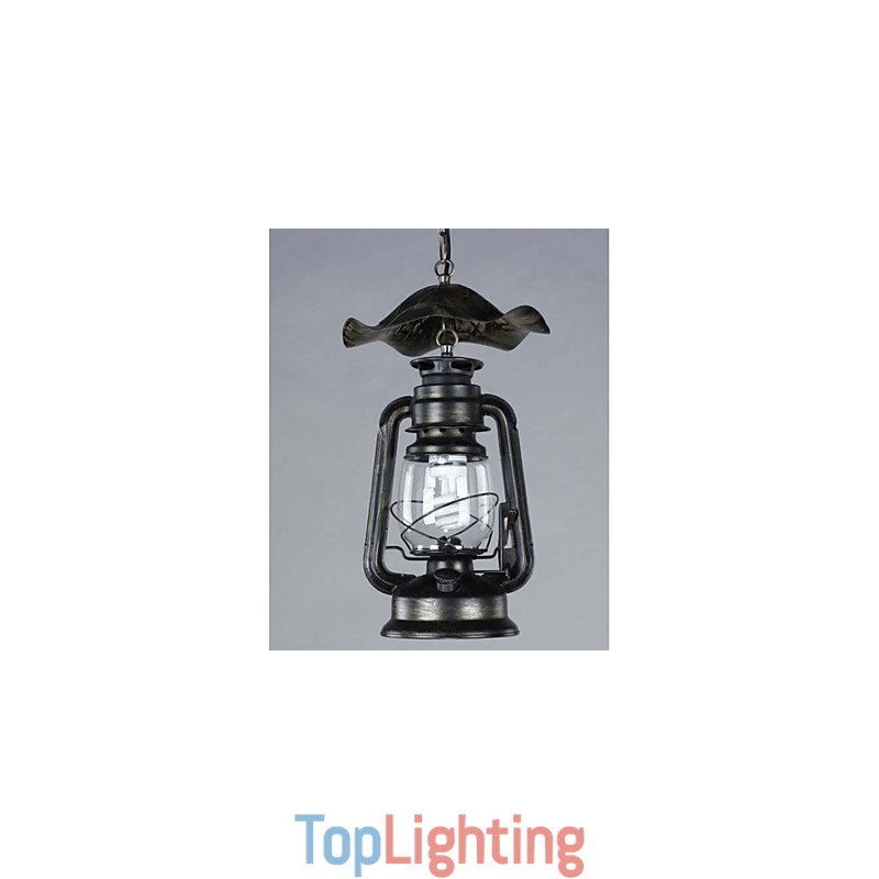 Vintage Brass Lantern Pendant Light with 1 Light