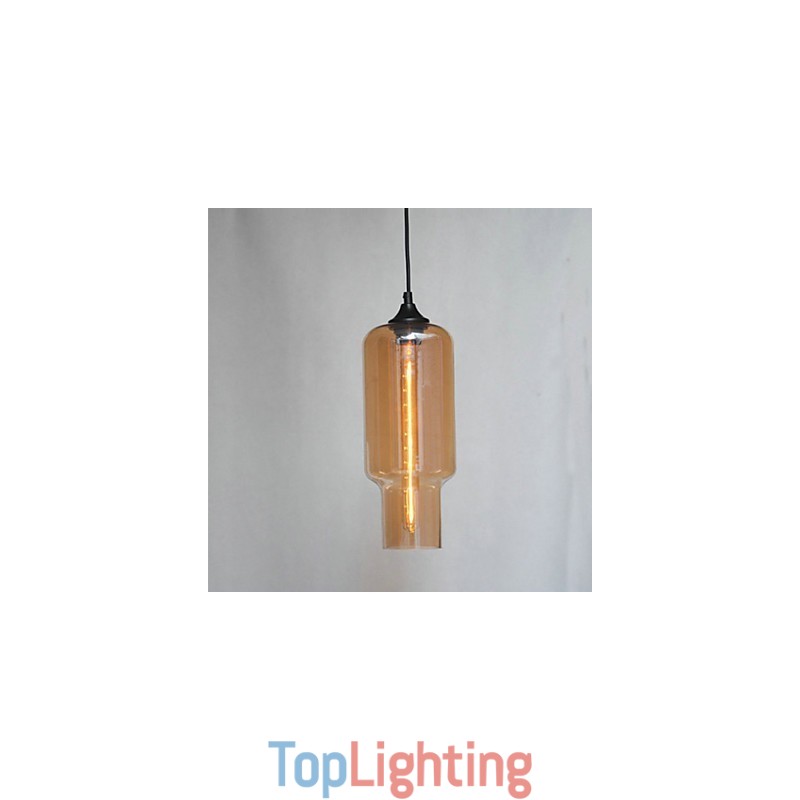 Modern Glass Pendant Light in Brown Bubble Design