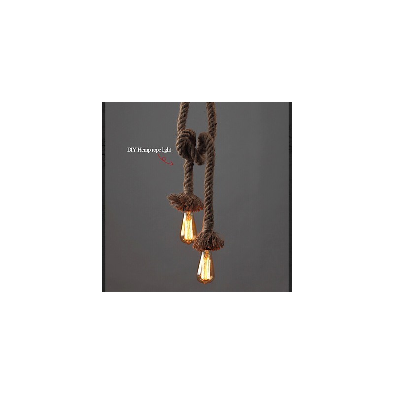 1 Light DIY Art Hemp Rope Light Creative Hemp Rope Chandelier Long 100cm Send 1 Bulb