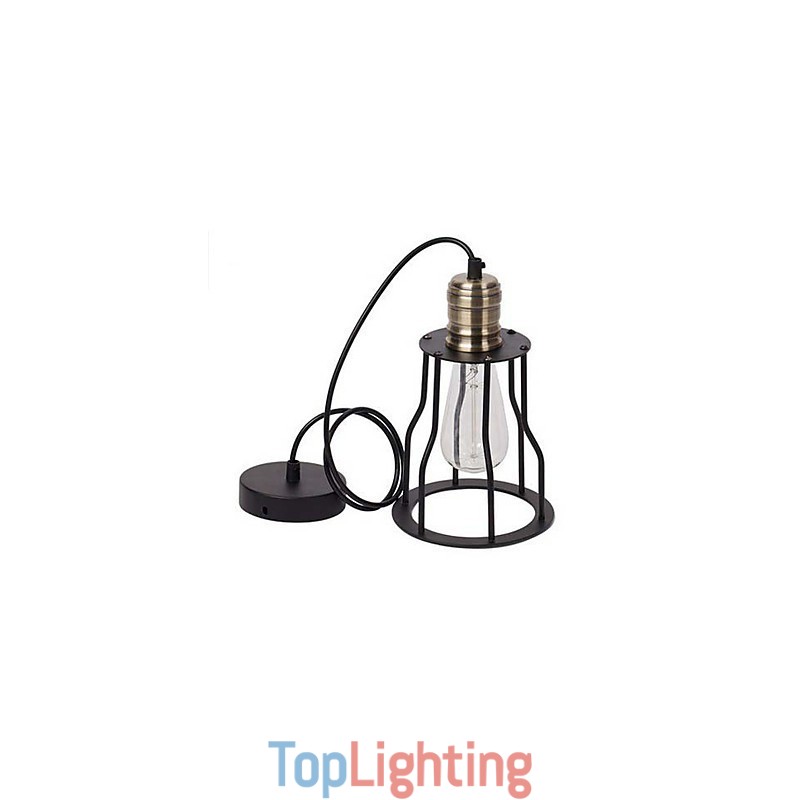 American industrial vintage cafe buffet ideas wrought iron cage Pendant Light Sitting