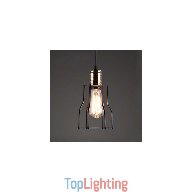 American industrial vintage cafe buffet ideas wrought iron cage Pendant Light Sitting
