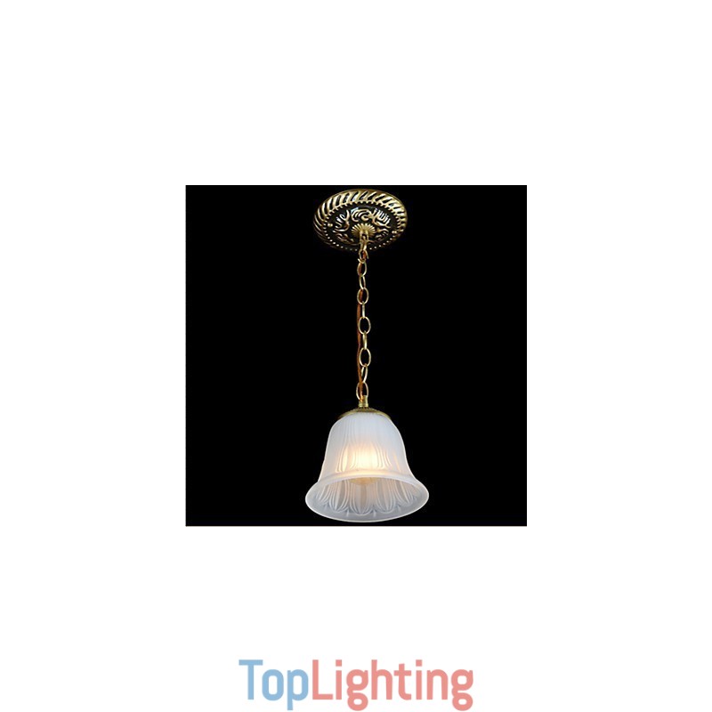 Bronze Pendant Light Pattern Glass Shade European Retro Classic