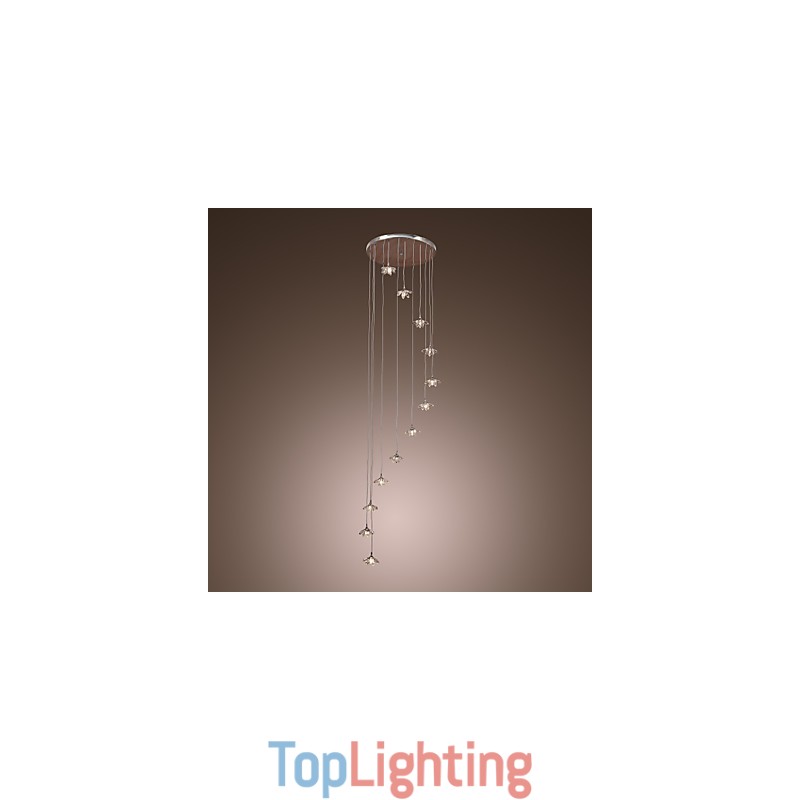 Modern Contemporary Crystal Mini Style Chrome Metal Pendant Light