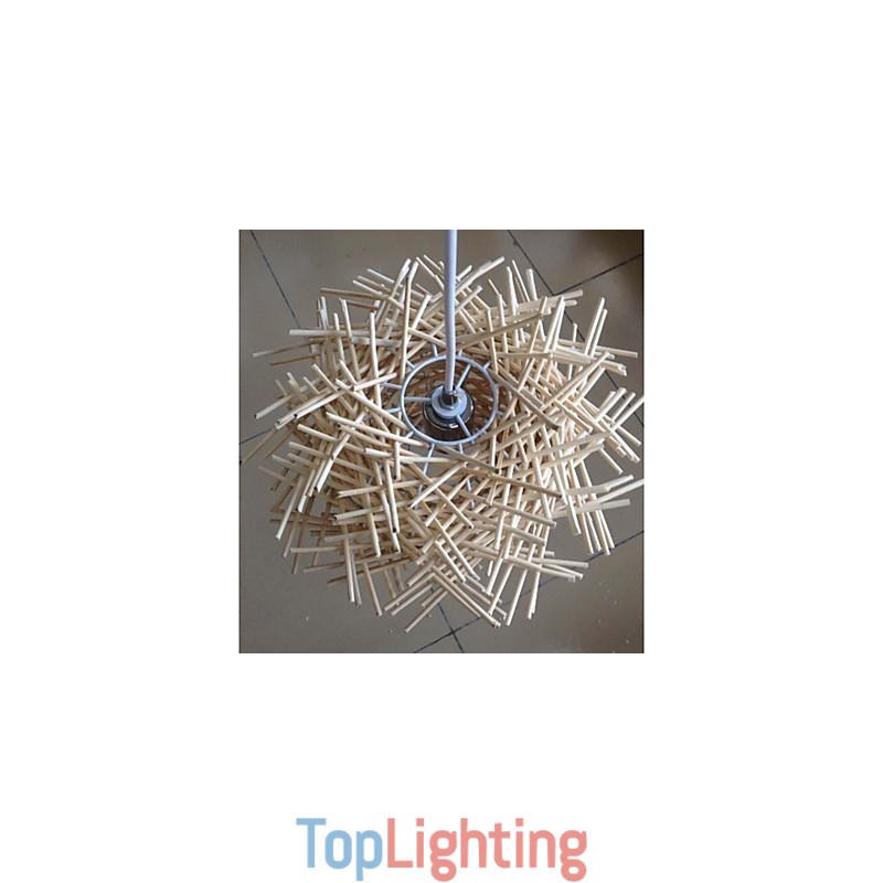 Contemporary and contracted droplight 1 light wooden hand woven