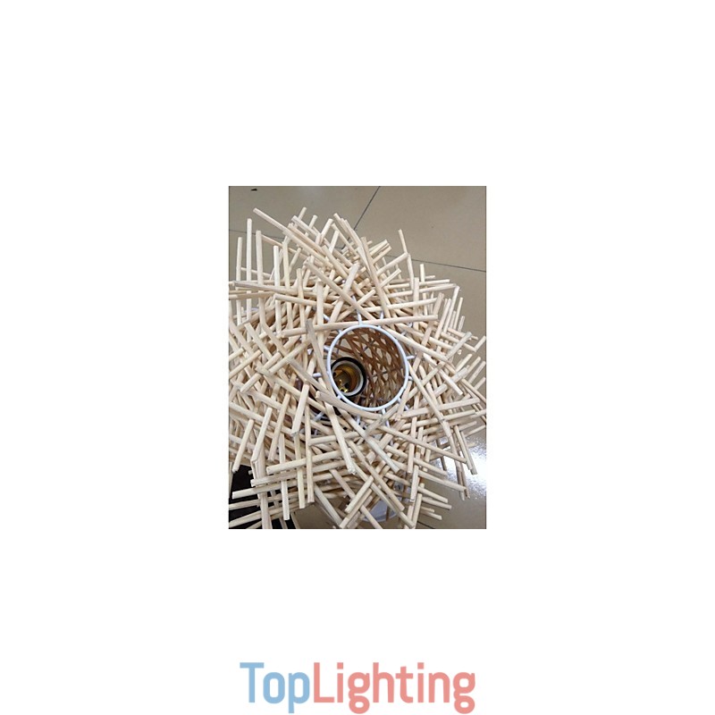 Contemporary and contracted droplight 1 light wooden hand woven