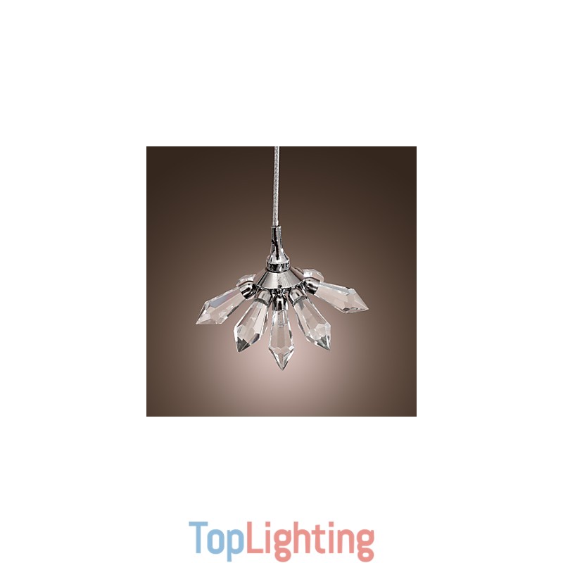 Modern Contemporary Crystal Mini Style Chrome Metal Pendant Light