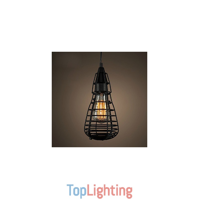American Industrial Creative Restoring Ancient Ways Wrought Iron Cage Single Head Droplight Lamp