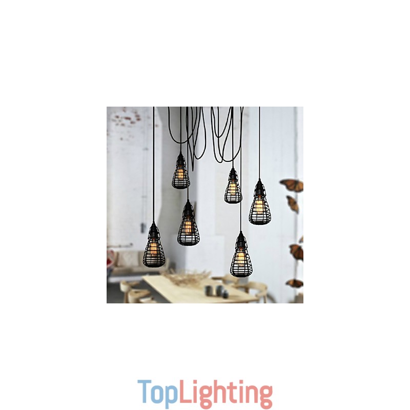 American Industrial Creative Restoring Ancient Ways Wrought Iron Cage Single Head Droplight Lamp