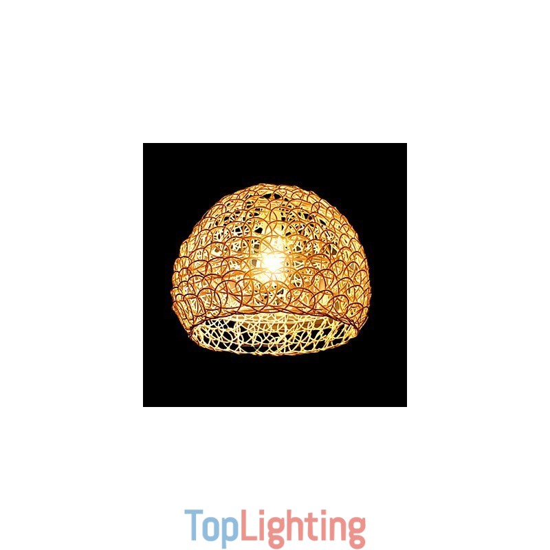 Modern Rural Cany Art Woven Rattan Single Head Droplight Lamp